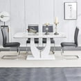 thumbnail image 4 of Sumdeal White Marble Dining Room Table Sets for 4, White Table with 4 Black Chairs, 4 of 8