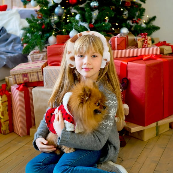 MEIBUTYUP White Fluffy Ear Muffs For Winter Women Ear Cover Warmth Protection 1Set