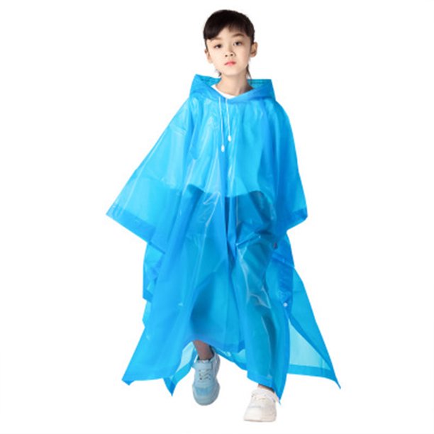 Typpkmm Kids Rain Poncho, Lightweight EVA Waterproof Jacket for Outdoor Play, One Size 90-150cm, A