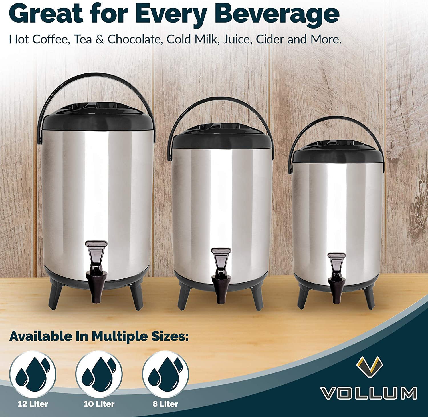 Coffee Dispenser Insulated - 8 Stainless Steel Hot Beverage