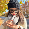 thumbnail image 2 of Gorro de punto de lana gruesa con circunferencia de cabeza grande para mujer, orejeras sueltas para otoño e invierno, gorro frío de pelo cálido, aspecto de cara grande y pequeño, 2 of 5