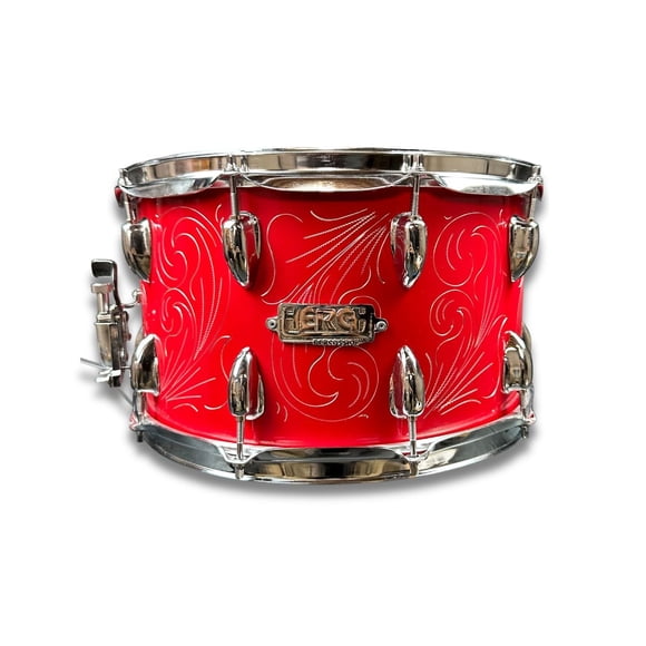 Tarola Herch Profesional 14x8" Rameada de Acero Rojo Con Funda