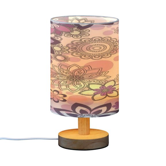 BZSMCE Decor Bedside Table Lamp Circular Garden Of Flowers Printed