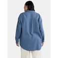 thumbnail image 3 of Time and Tru Women's Double Cloth Cotton Shirt with Long Sleeves, Sizes XS-XXXL, 3 of 5