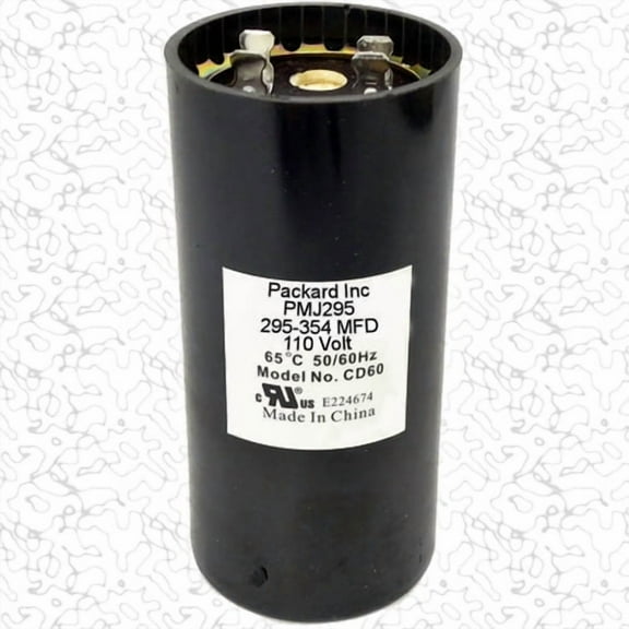 Packard PMJ295 Motor Start Capacitor. 295-354 MFD UF / 110-125 VAC