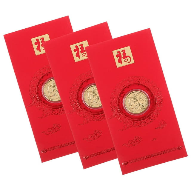 VERDANVERSE 3 Pcs Enveloppe Rouge Porte-Pièces Porte-Bonheur Papier Rouge pour Membres de la Famille Amis