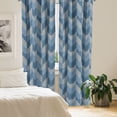 thumbnail image 2 of Ambesonne Blue Curtains, Nordic Scandinavian Retro, Pair of 28"x84", Pale Blue White, 2 of 5