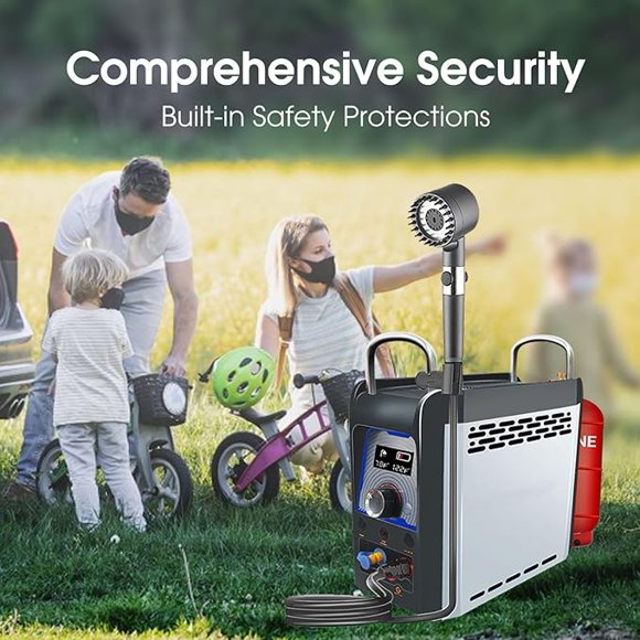 Chauffe-eau Sans Réservoir au Propane 12 V pour VR - Usage Extérieur, 6 kW, 0,8 GPM, Solution d'Eau Chaude Instantanée