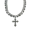 thumbnail image 4 of 1928 Jewelry Faux Black Diamond Chain And Beaded Cross Necklace For Women 16" + 3" Extender, 4 of 4