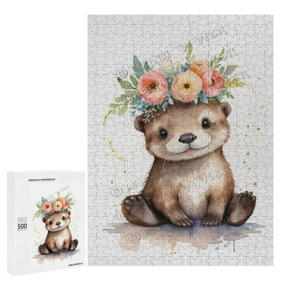500 Piece Jigsaw Puzzles for Adults - Wood Puzzles - Watercolor Otter Puzzles for Adults 500 Pieces - Challenging & Fun for All Ages(15" x 21")