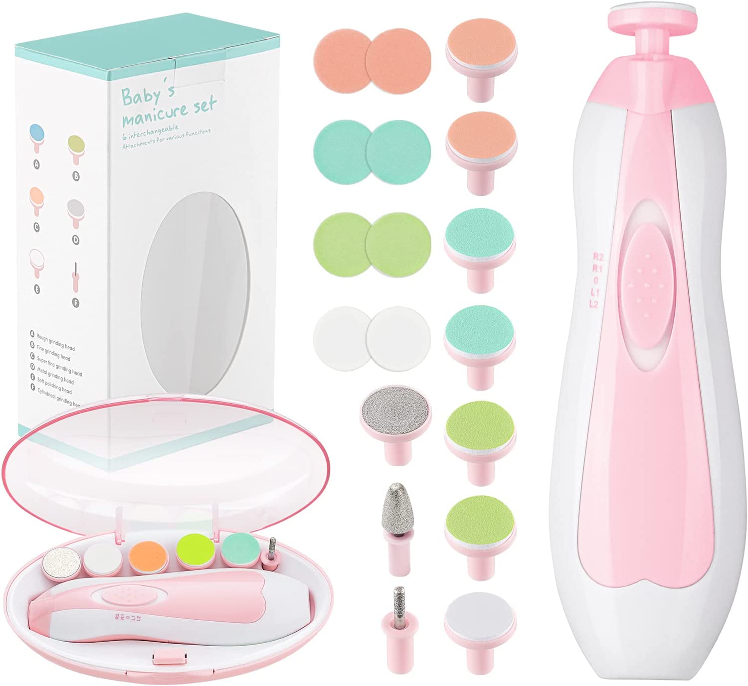 Têtes De Rechange Pour Lime à Ongles Bébé - 6 Embouts De Meulage - Adapté Aux Ongles Des Petits - Portable (bleu) - 10