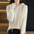 thumbnail image 6 of Pullover Sweaters for Women 2025 Long Sleeve Hooded Loose Plain Knitted Sweater Tops Fall Winter Outfits, 6 of 8