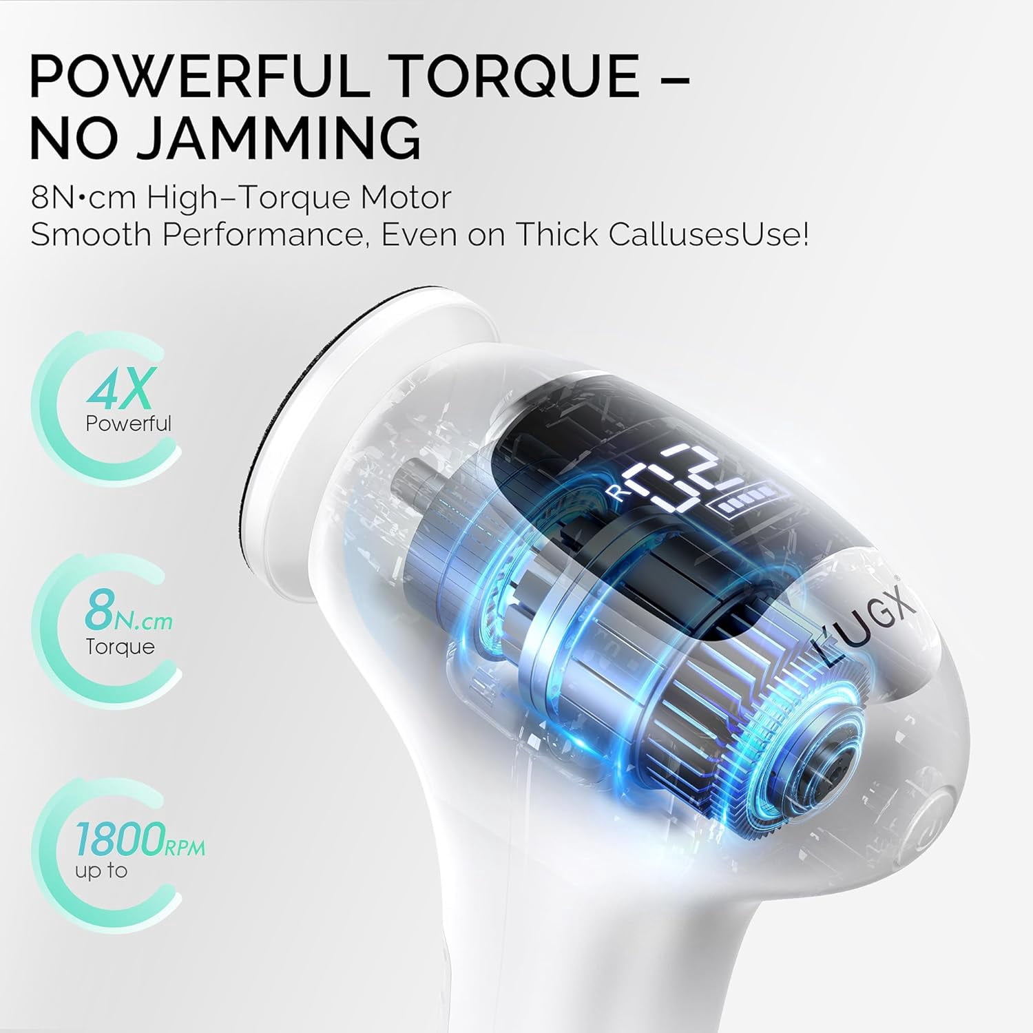 Electric Foot Callus Remover with 8N·cm Torque, 3-Speed LCD Display, Type-C Rechargeable Pedicure File for Smooth Feet
