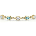 thumbnail image 3 of Gem Stone King 18K Yellow Gold Plated Silver Moissanite and Blue Zircon Bracelet for Women | 5.20 Cttw | Gemstone Birthstone | Oval 7X5MM | Fully Adjustable 9 inch, 3 of 6