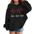 thumbnail image 4 of Hwmodou Toddler Girls Graphic Hoodies Kids Valentines Day Minimalist Letter Print Sweatshirt Heart Crewneck Trendy Pattern Round Neck Loose Fit Thick,3-12Y,3-12Y, 4 of 4
