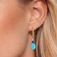 thumbnail image 3 of Gem Stone King 18K Yellow Gold Plated Silver Green Turquoise and Blue Created Sapphire Dangle Earrings for Women with Lab Grown Diamond (3.53 Cttw, Oval 9X7MM), 3 of 6