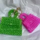 thumbnail image 5 of Carteras y bolsos hechos a mano con cadena de metal, bolsos de hombro tipo bandolera de diseñador con cuentas de perlas, bolsos casuales de mujer con solapa de perlas acrílicas, 5 of 5