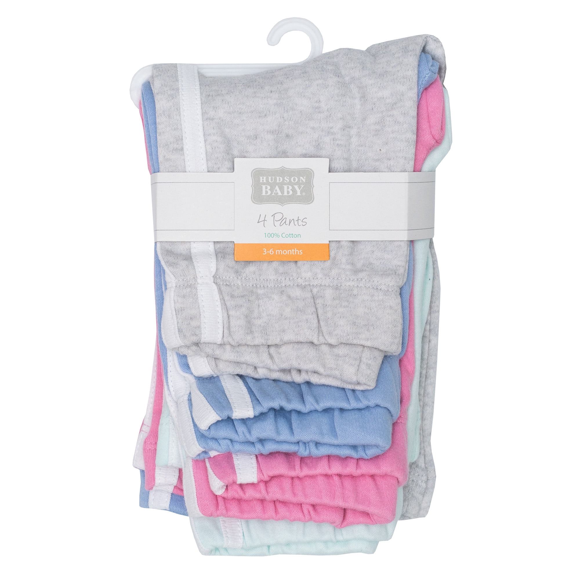 Hudson Baby Girl Cotton Pants and Leggings, Heather Gray Pink, 6-9 Months