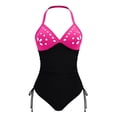 thumbnail image 3 of Enjoytime One Piece Swimsuit Women Print V Neck Tummy Control Bathing Suit Crisscross Back Modest Swimwear, 3 of 8