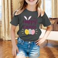 thumbnail image 2 of Girls Shirts Easter Letter Print Shirt Casual Short Sleeve T-Shirts Breathable Cotton Summer Tees Children Clothing Grey 4-5 Years, 2 of 4