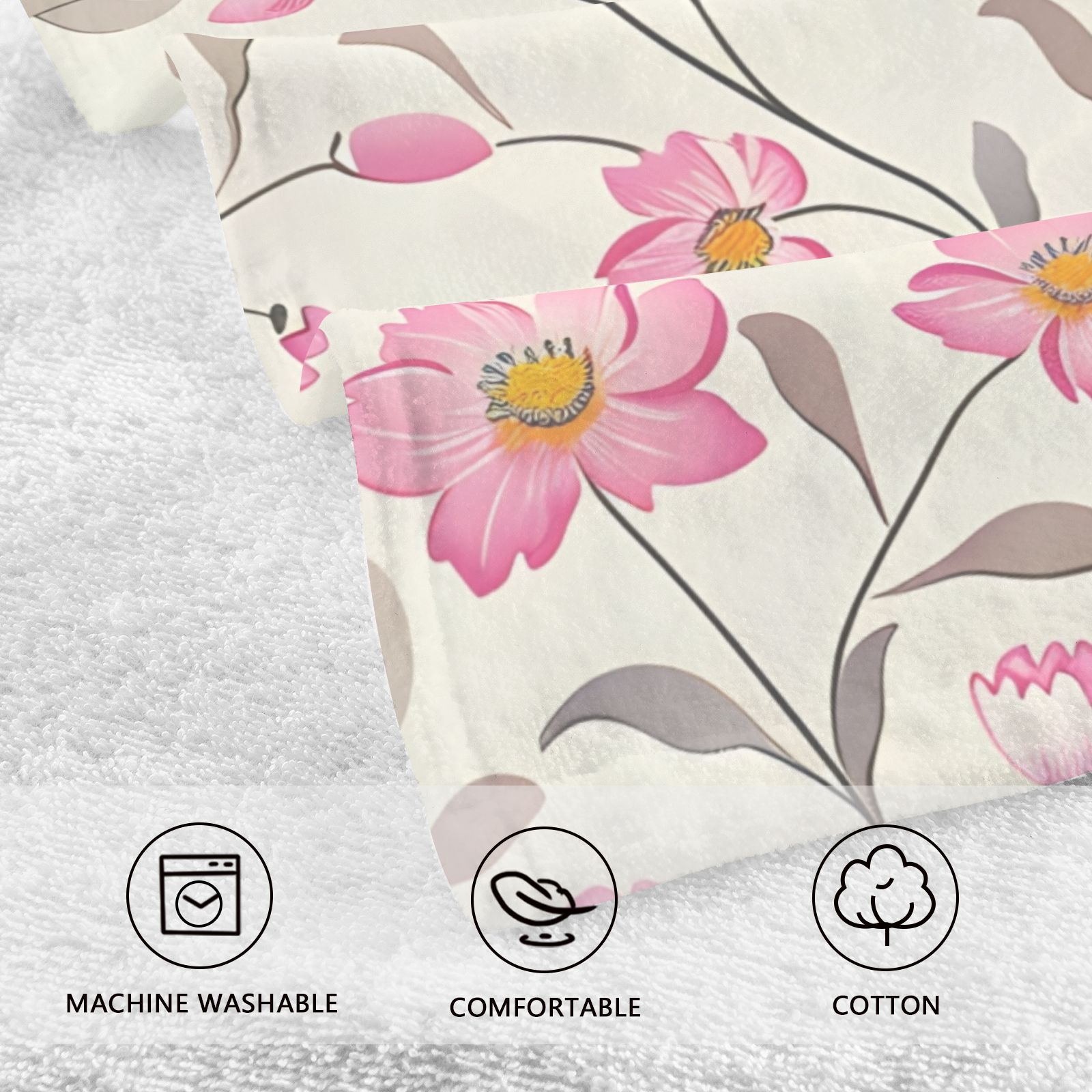 Little Flowers Floral Hand Towels Cotton Bath Towels Large Face Towels Absorbent for Bathroom 2 Packs