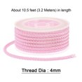 thumbnail image 2 of Unique Bargains Nylon Thread Twine Beading Cord 4mm Extra-Strong Braided Nylon Crafting String 3.2M/10.5 Feet, Light Pink, 2 of 7