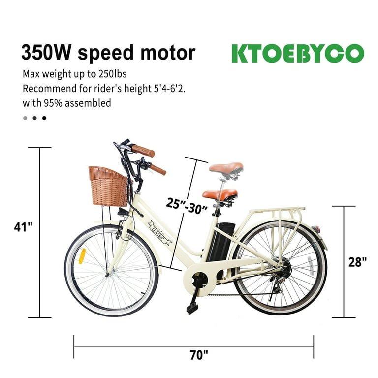 KTOEBYCO Fast 350W E Bike 26 Tire 36V12Ah Removable Lithium Battery Up to 30mph City Bike Walmart