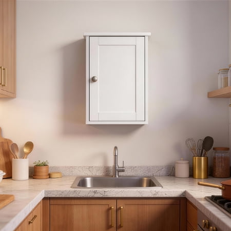 KTAXON BATHROOM CABINET WALL MOUNT MIRRORED MEDICINE CABINET, WHITE