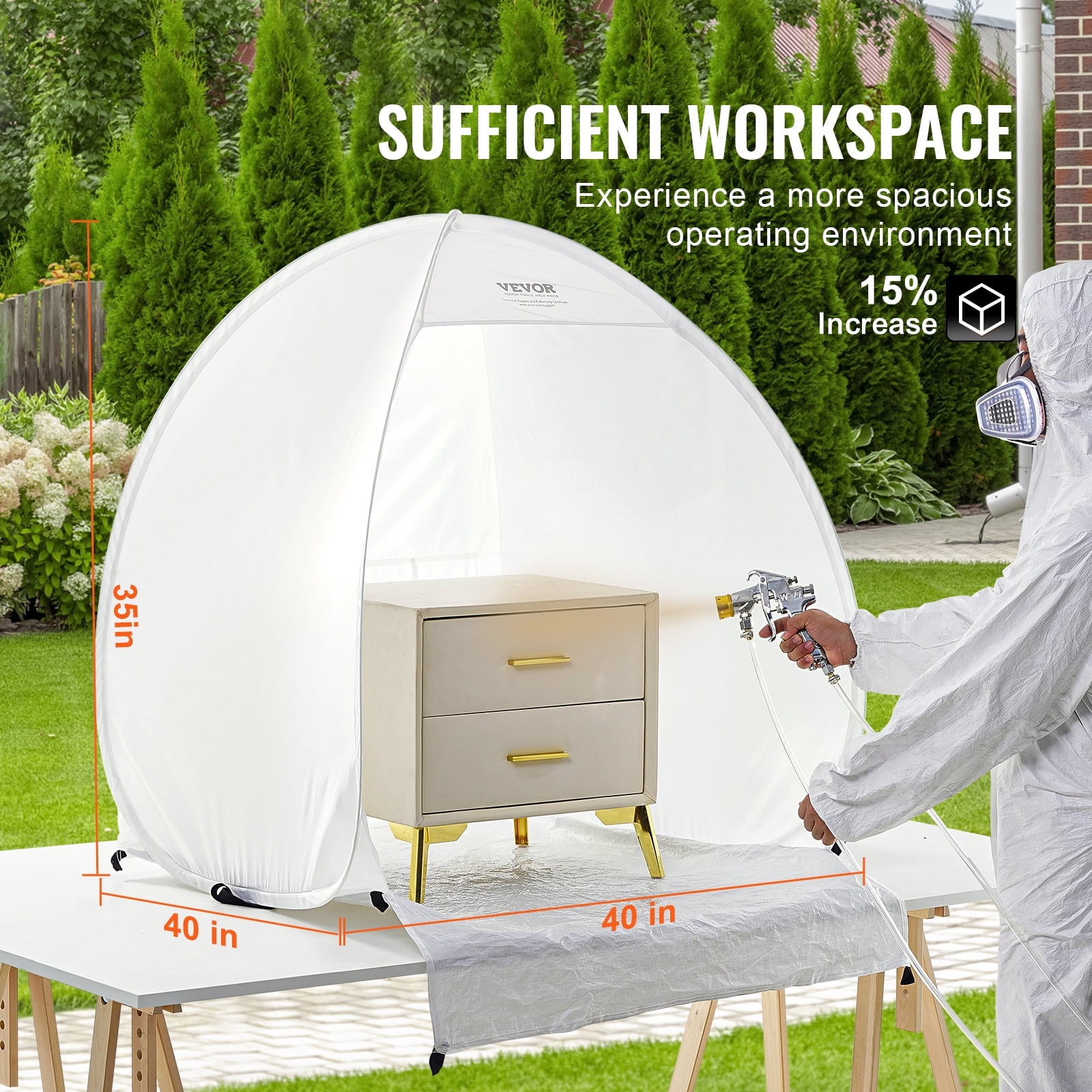 VEVOR Spray Paint Shelter, 40 x 35 x 40 in Pop-Up Portable Spray Paint Tent with Built-In Floor, Exhaust Window and Storage Bag, Foldable Paint Booth for Furniture, DIY Hobby Tool Painting Station