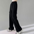 thumbnail image 2 of Kmdttou Cargo Pants Women Baggy Plus Size Solid Color Fashion Casual Loose Broad Leg Full Length Pants, 2 of 7