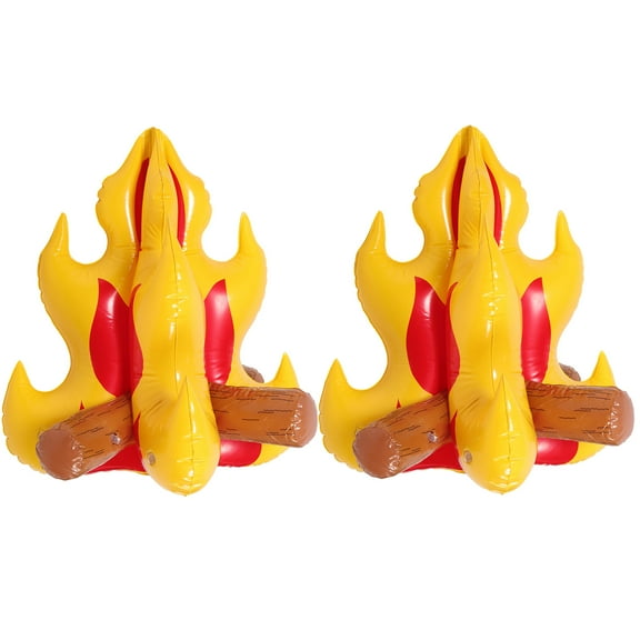 Soimiss Inflatable Campfire PVC Simulates Real Flame Effect Bonfire Toy Birthday Party 2Pcs