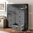 thumbnail image 3 of Dresser for Bedroom with 12 Drawers Tall Dressers for Bedroom Fabric Dressers & Chest of Drawers with Sturdy Metal Frame, Wood Top, for Woman, Closet, 40.6" W x 11.8" D x 44.5" H (Grey), 3 of 18