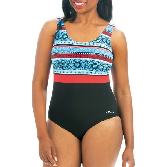 Aquashape Color Block Moderate Scoop Back 1-Piece in Serenity
