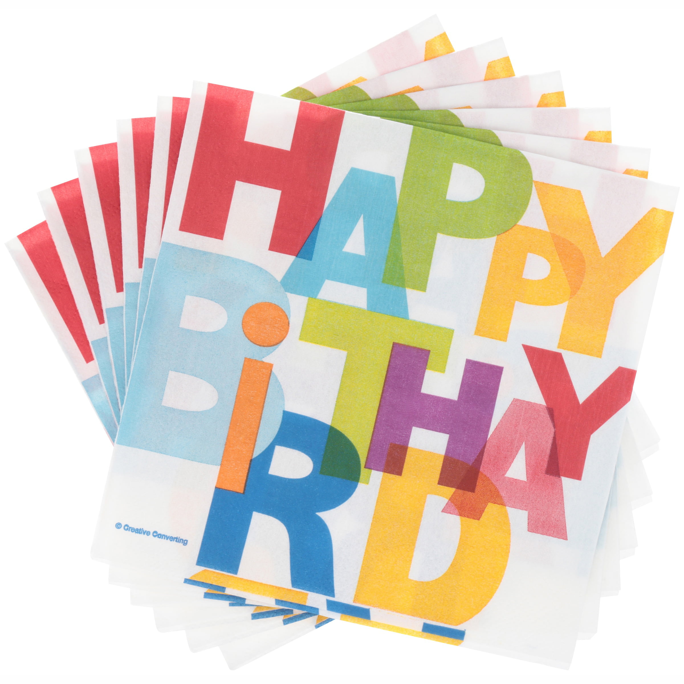 Blue/Red/Orange Creative Converting 18 Count Happy Birthday Balloons Lunch Napkins 