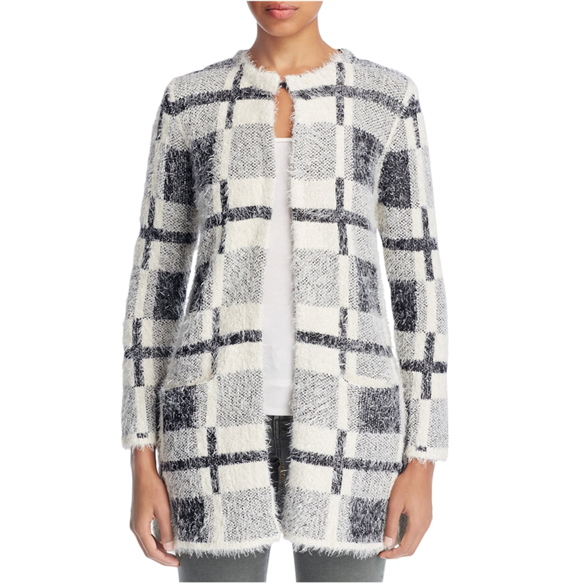 Avec Womens Geometric Cardigan Sweater 