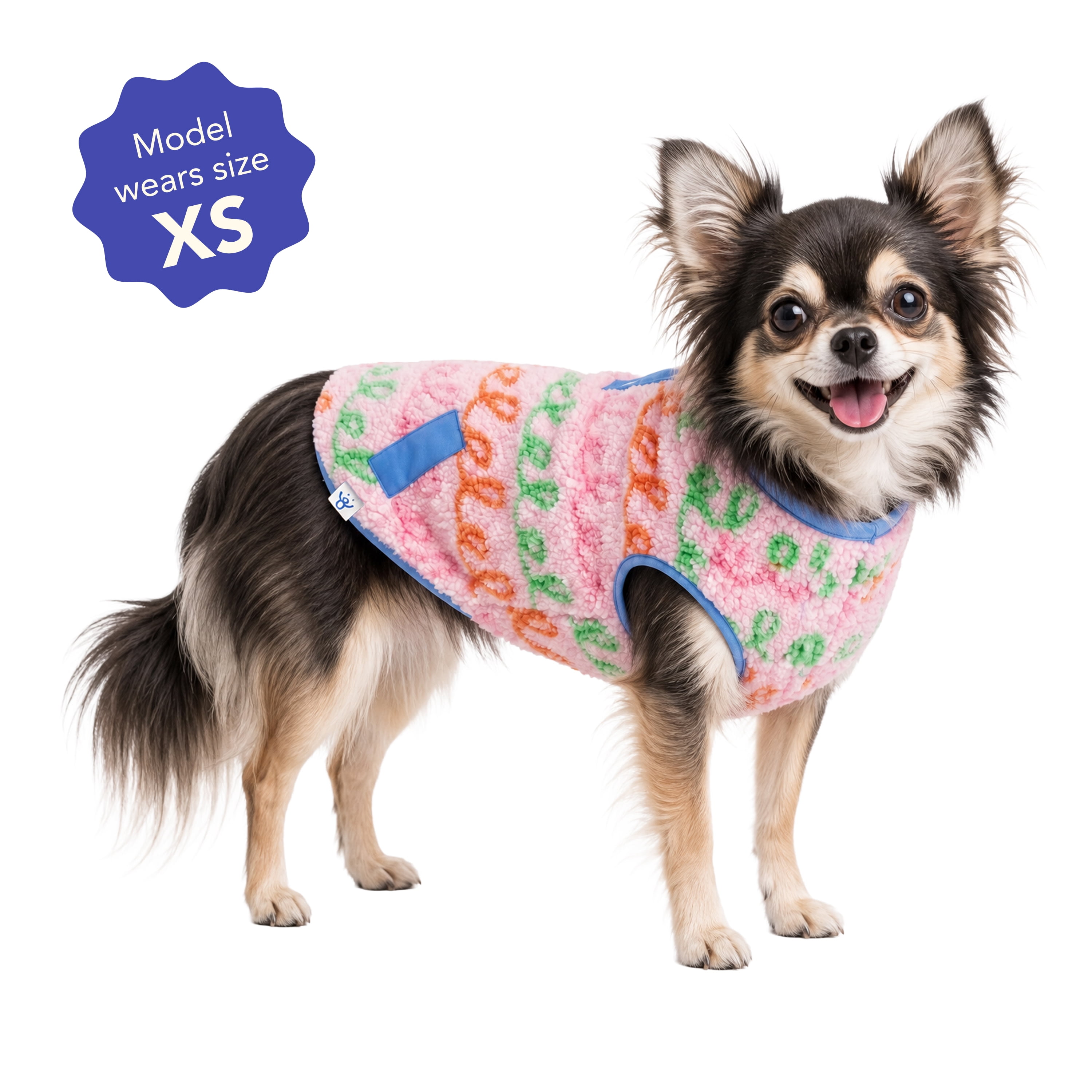 Oodles Curly Stripes Sherpa Fall Dog Jacket, Pink, XS