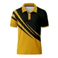 thumbnail image 3 of Mens Tshirts Golf Color Block Comfortable Casual Short Sleeve Polo Shirts Soft Breathable Fit Button Up Collared Mens Shirts Yellow XXXL, 3 of 7
