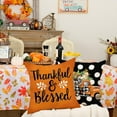 thumbnail image 6 of Fall Pillow Covers 18 x 18 Inch Set of 4, Polka Dots Buffalo Bow-Knot Pumpkins Truck Thankful Thanksgiving Decor Decorative Throw Cushion Cases Decoration for Home Sofa Couch (Black), 6 of 6