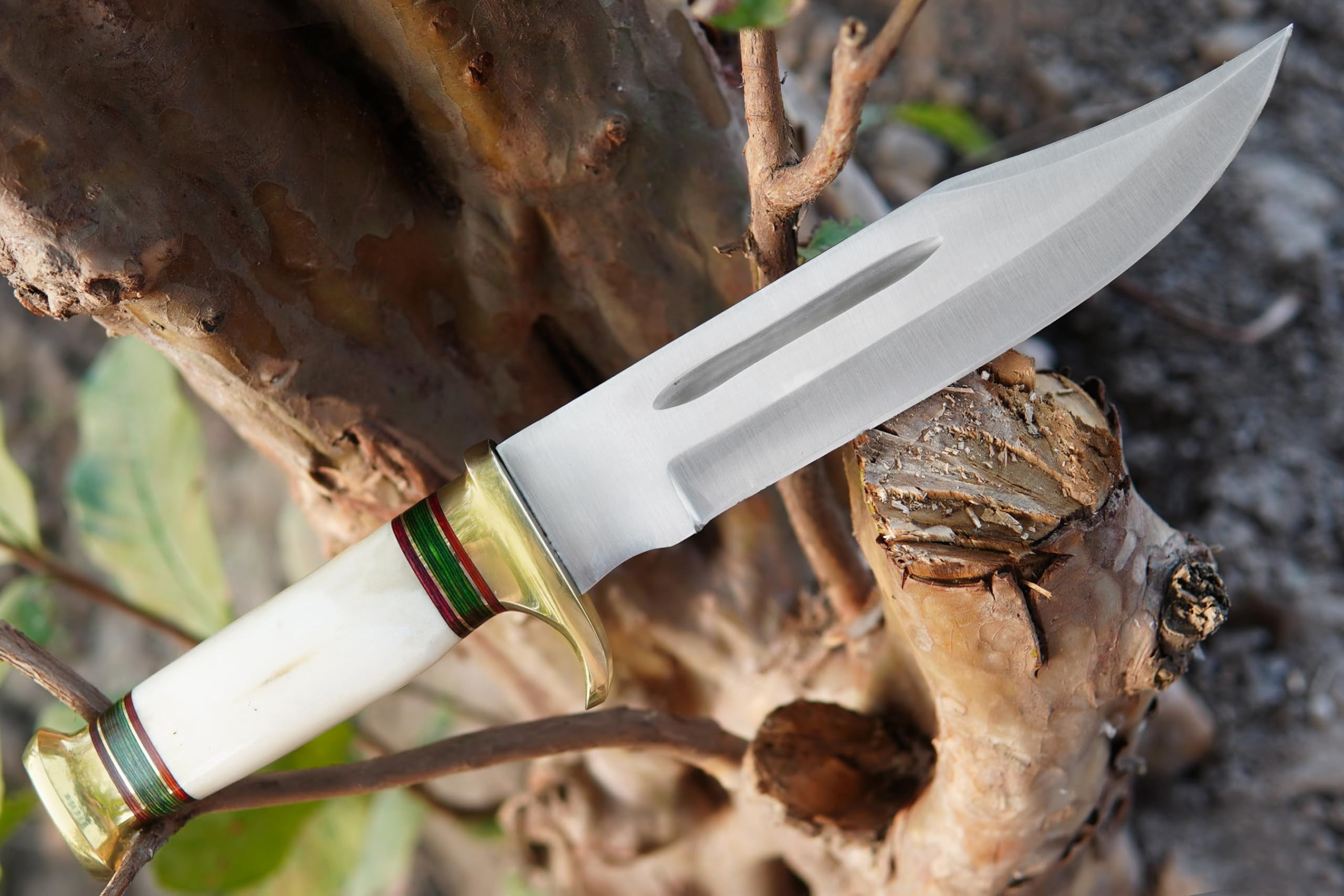 Poshland Custom Handmade D2 Steel 12.5 Inches Hunting Knife - Perfect Grip Bone Handle with Brass fitting (REG-225)