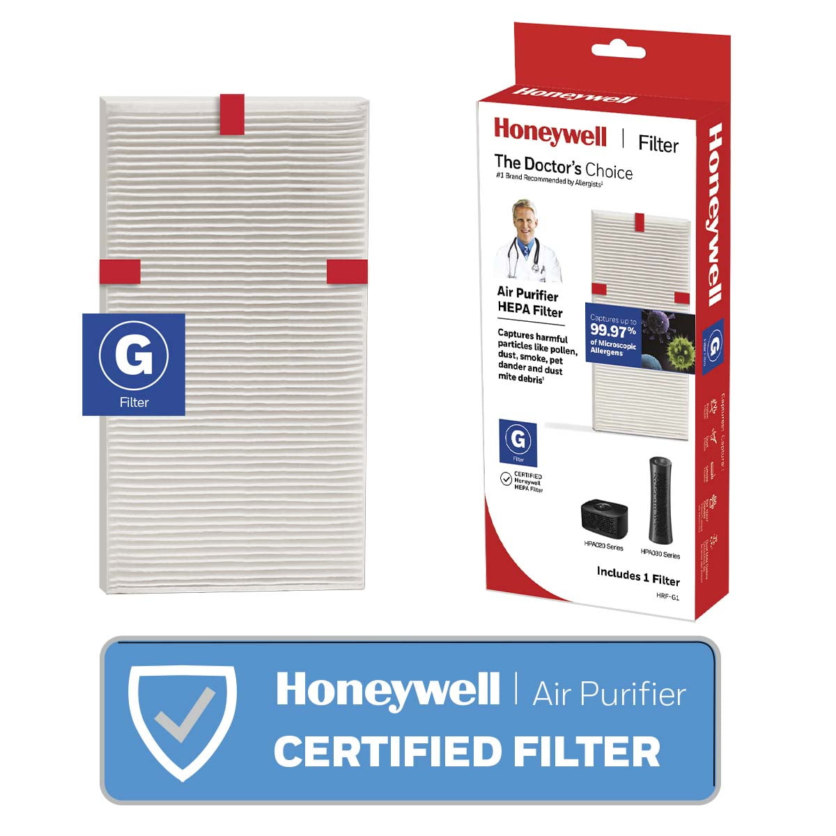 Honeywell HEPA Replacement Air Purifier Replacement Filter G, HRFG1, 1