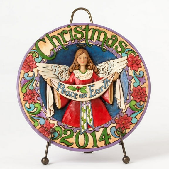 Jim Shore May Peace Fill Your Days Polyresin Dated 2014 Plate Stand 4041087