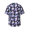 thumbnail image 6 of Lsque crystal flower Skull print Men's Cuban Collar Short Sleeve Shirt Summer Beachwear Casual Button Down Fashionable Vacation Leisure Shirt-Medium, 6 of 7
