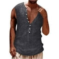 thumbnail image 2 of M-4X Big & Tall Tank Tops for Men Sleeveless Button Crewneck Undershirts Shirts Mens Casual Solid Color Pullover Breathable Athletic Workout Vests, 2 of 5
