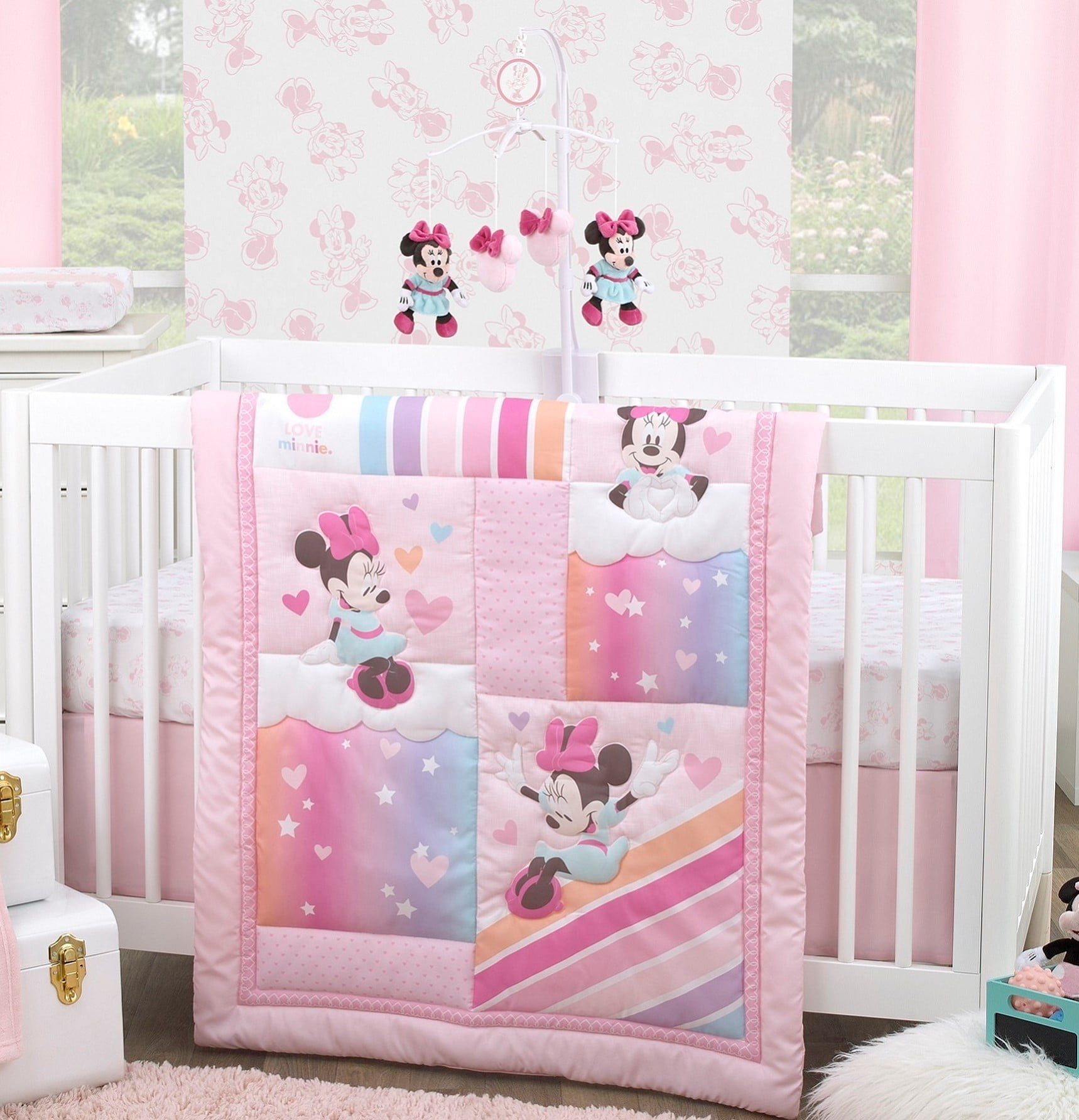Disney Minnie Mouse Pink and Aqua Musical Mobile for Infant Nursery