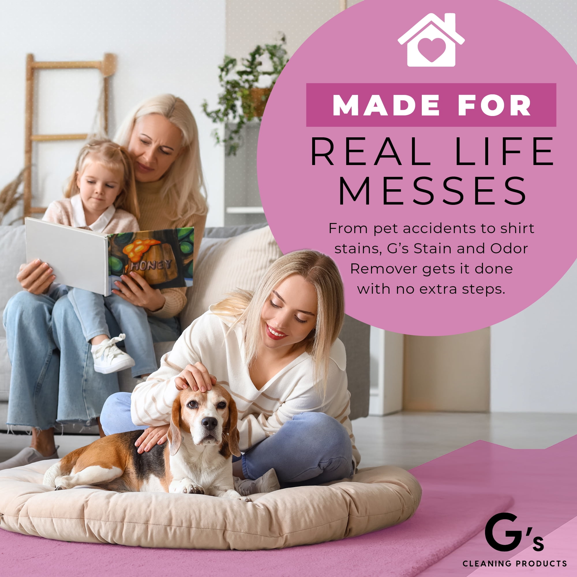 G's Cleaning Biodegradable Stain & Odor Remover Spray – 32 oz Pet Urine Enzyme Cleaner – Pet Odor Eliminator for Home – Cat & Dog Pee Carpet Cleaner – Stain Remover for Rug, Floor, Furniture