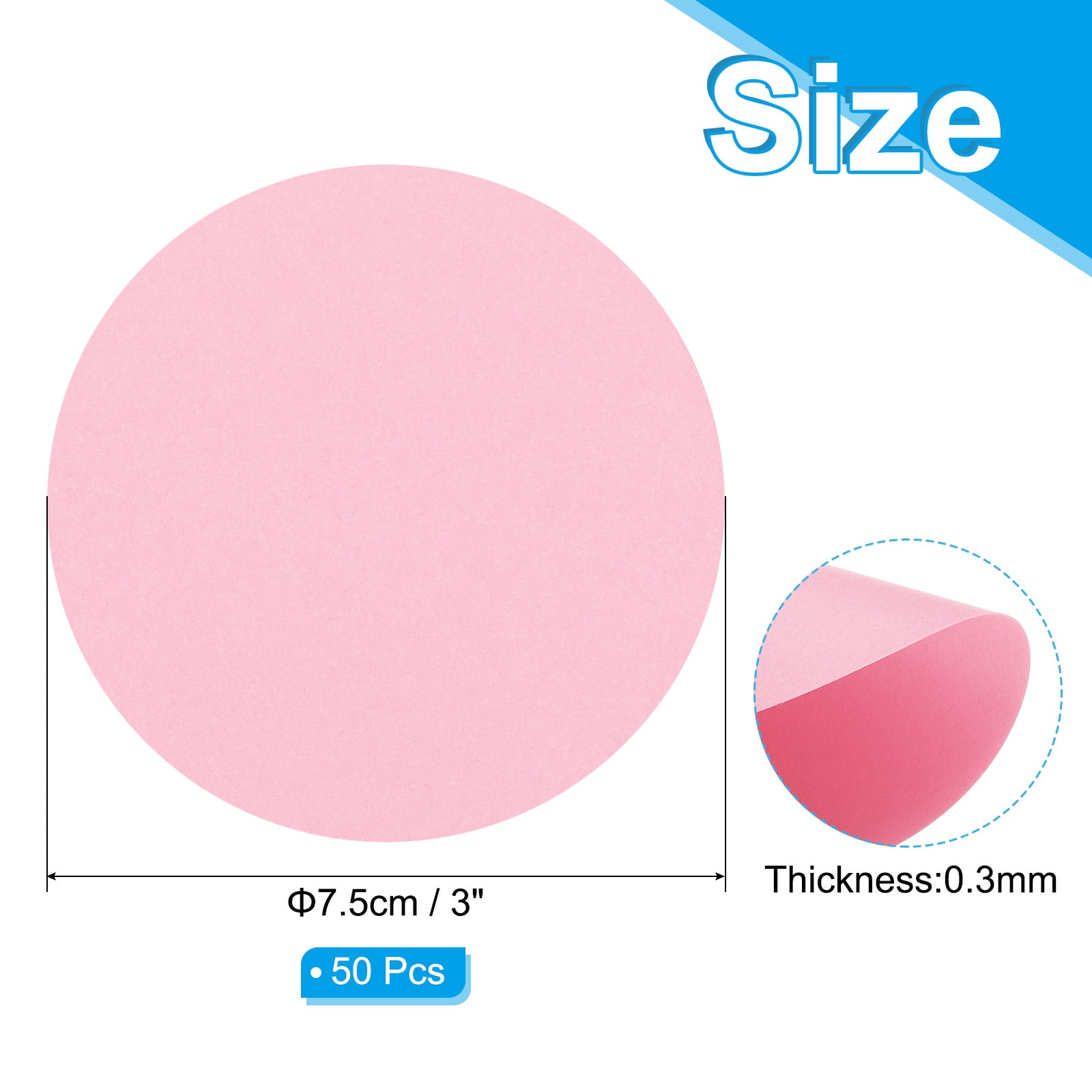 Unique Bargains Circle Card Stock Round Shape Cutouts for Craft Projects 3" Pink