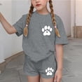 thumbnail image 5 of Babcutegg Girls Summer Printed Short Sleeve Round Neck Top and Matching Shorts Two-Piece Set – Lightweight Casual Outfit for Warm Weather Wear Gray Size 14-15, 5 of 9