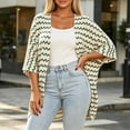 thumbnail image 2 of Cmfcve Womens Plus Size Kimono Cardigans Striped Open Front 3/4 Sleeve Shirts Lightweight Casual Cover Up Tops, 2 of 7