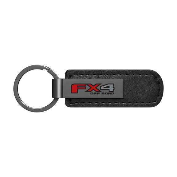 Ford FX4 Off Road Black PU Leather Strap Black Metal Bar LED Printed Logo Key Chain