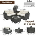 thumbnail image 4 of Rattan Patio Sofa Set, 4 Pieces Outdoor Sectional Furniture, All-Weather PE Rattan Wicker Patio Conversation, Cushioned Sofa Set with Glass Table & Storage Box for Patio Garden Poolside Deck, 4 of 10